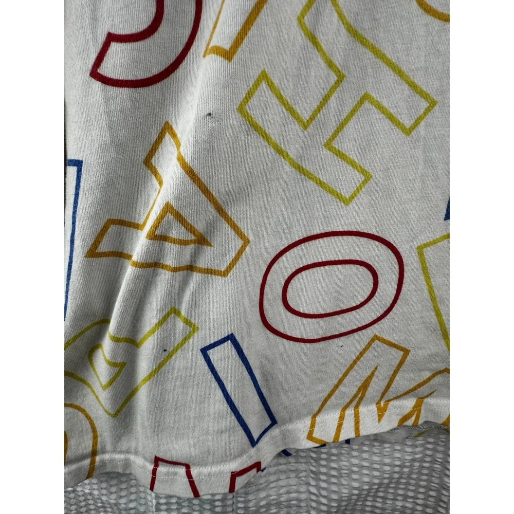 Vintage Champion All Over Block Logo Men's‎ T-Shirt Size XL Red Yellow Blue - Picture 2 of 5